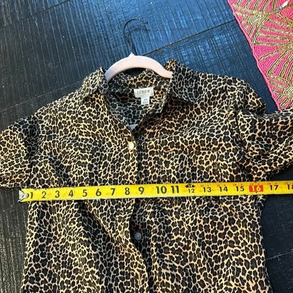 J. Crew Button down Poplin Shirt - Leopard / Cheetah/ Animal Print size XS